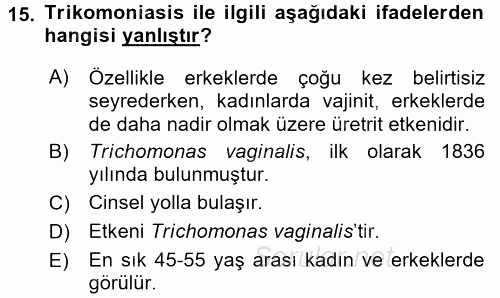 Aile Sağlığı 2015 - 2016 Ara Sınavı 15.Soru