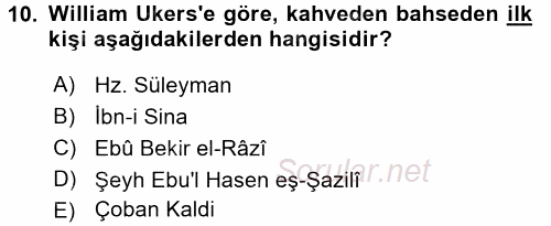 İçecek Bilgisi 2017 - 2018 Ara Sınavı 10.Soru