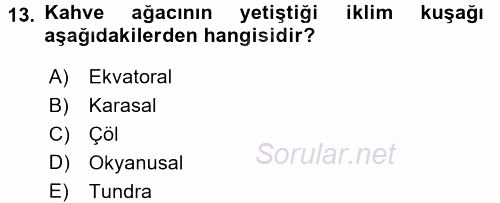 İçecek Bilgisi 2017 - 2018 Ara Sınavı 13.Soru