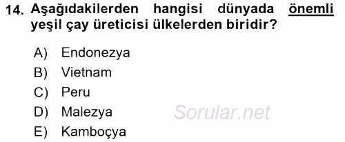 İçecek Bilgisi 2017 - 2018 Ara Sınavı 14.Soru