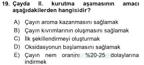 İçecek Bilgisi 2017 - 2018 Ara Sınavı 19.Soru