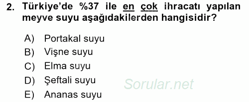 İçecek Bilgisi 2017 - 2018 Ara Sınavı 2.Soru