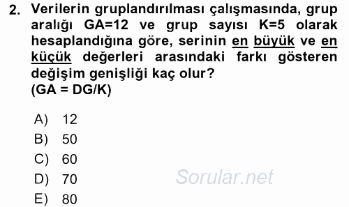 Coğrafi Bilgi Sistemleri İçin Temel İstatistik 2017 - 2018 Ara Sınavı 2.Soru