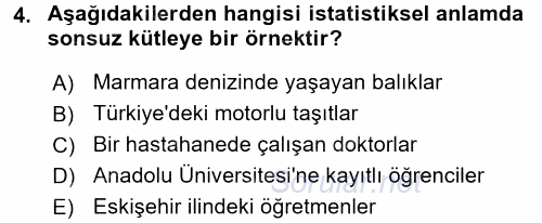 Coğrafi Bilgi Sistemleri İçin Temel İstatistik 2017 - 2018 Ara Sınavı 4.Soru