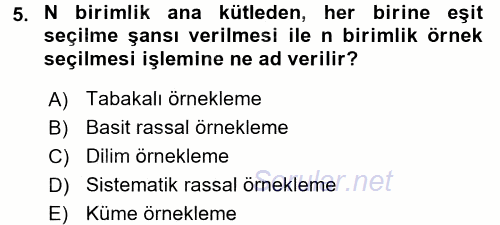 Coğrafi Bilgi Sistemleri İçin Temel İstatistik 2017 - 2018 Ara Sınavı 5.Soru