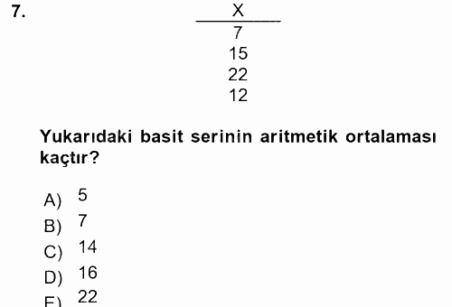 Coğrafi Bilgi Sistemleri İçin Temel İstatistik 2017 - 2018 Ara Sınavı 7.Soru