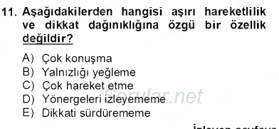 Özel Eğitim 2013 - 2014 Dönem Sonu Sınavı 11.Soru