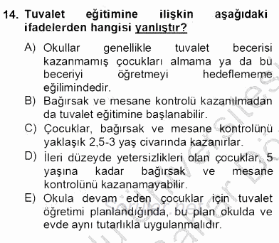 Özel Eğitim 2013 - 2014 Dönem Sonu Sınavı 14.Soru