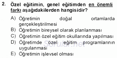 Özel Eğitim 2013 - 2014 Dönem Sonu Sınavı 2.Soru