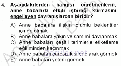 Özel Eğitim 2013 - 2014 Dönem Sonu Sınavı 4.Soru