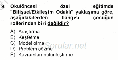 Özel Eğitim 2013 - 2014 Dönem Sonu Sınavı 9.Soru