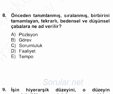 Örgütlerde İnsan Kaynakları Yönetimi 2012 - 2013 Ara Sınavı 10.Soru