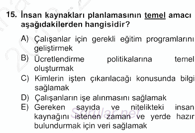 Örgütlerde İnsan Kaynakları Yönetimi 2012 - 2013 Ara Sınavı 17.Soru