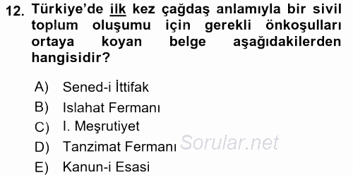 Medya Siyaset Kültür 2017 - 2018 Ara Sınavı 12.Soru