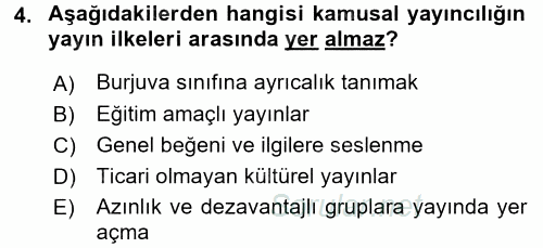 Medya Siyaset Kültür 2017 - 2018 Ara Sınavı 4.Soru