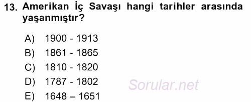 Amerikan Dış Politikası 2015 - 2016 Dönem Sonu Sınavı 13.Soru