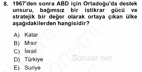 Amerikan Dış Politikası 2015 - 2016 Dönem Sonu Sınavı 8.Soru