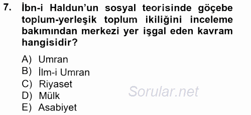 Hukuk Sosyolojisi 2014 - 2015 Tek Ders Sınavı 7.Soru