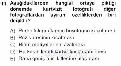 Fotoğraf Tarihi 2014 - 2015 Ara Sınavı 11.Soru