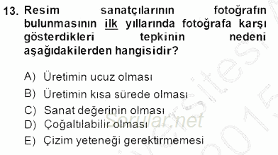 Fotoğraf Tarihi 2014 - 2015 Ara Sınavı 13.Soru