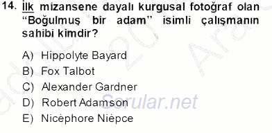 Fotoğraf Tarihi 2014 - 2015 Ara Sınavı 14.Soru