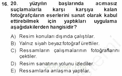 Fotoğraf Tarihi 2014 - 2015 Ara Sınavı 16.Soru