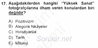 Fotoğraf Tarihi 2014 - 2015 Ara Sınavı 17.Soru