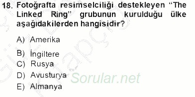 Fotoğraf Tarihi 2014 - 2015 Ara Sınavı 18.Soru