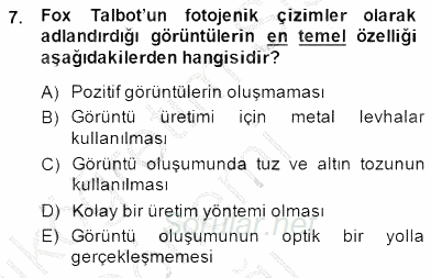 Fotoğraf Tarihi 2014 - 2015 Ara Sınavı 7.Soru