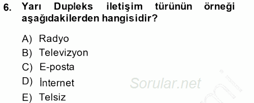 Temel Bilgi Teknolojileri 1 2013 - 2014 Dönem Sonu Sınavı 6.Soru