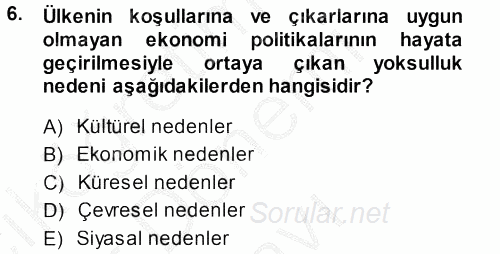 Sosyal Sorunlar 2013 - 2014 Dönem Sonu Sınavı 6.Soru