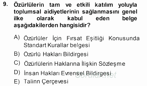 Sosyal Sorunlar 2013 - 2014 Dönem Sonu Sınavı 9.Soru