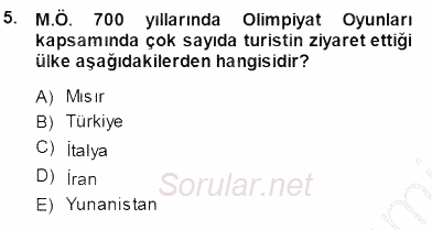 Genel Turizm Bilgisi 2013 - 2014 Dönem Sonu Sınavı 5.Soru