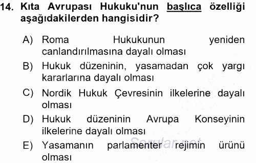 Hukukun Temel Kavramları 2015 - 2016 Ara Sınavı 14.Soru