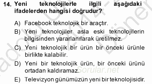 Medya Sosyolojisi 2014 - 2015 Dönem Sonu Sınavı 14.Soru