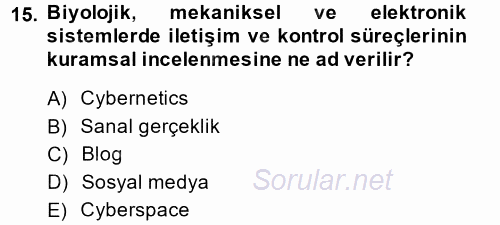 Medya Sosyolojisi 2014 - 2015 Dönem Sonu Sınavı 15.Soru