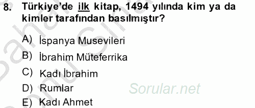 Medya Sosyolojisi 2014 - 2015 Dönem Sonu Sınavı 8.Soru