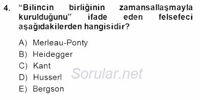 Çağdaş Felsefe 2 2014 - 2015 Dönem Sonu Sınavı 4.Soru