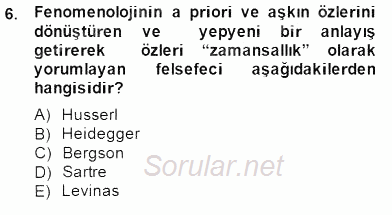 Çağdaş Felsefe 2 2014 - 2015 Dönem Sonu Sınavı 6.Soru