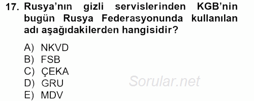 Rusya Tarihi 2013 - 2014 Dönem Sonu Sınavı 17.Soru