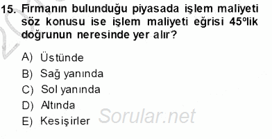 Sanayi Ekonomisi 2013 - 2014 Ara Sınavı 15.Soru
