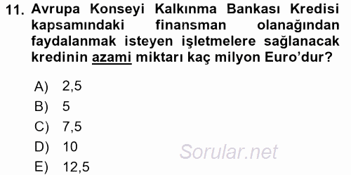 Dış Ticaretin Finansmanı ve Teşviki 2016 - 2017 3 Ders Sınavı 11.Soru