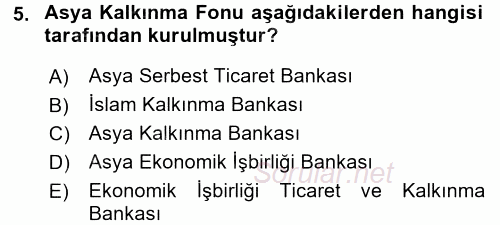 Dış Ticaretin Finansmanı ve Teşviki 2016 - 2017 3 Ders Sınavı 5.Soru