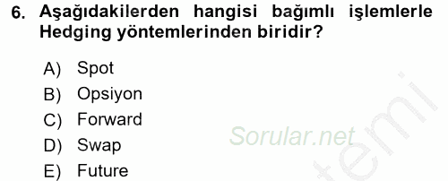 Dış Ticaretin Finansmanı ve Teşviki 2016 - 2017 3 Ders Sınavı 6.Soru