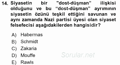 İnsan Hakları ve Demokratikleşme Süreci 2017 - 2018 Dönem Sonu Sınavı 14.Soru