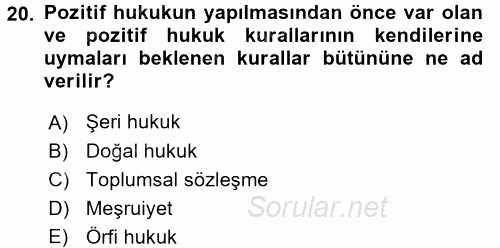 İnsan Hakları ve Demokratikleşme Süreci 2017 - 2018 Dönem Sonu Sınavı 20.Soru