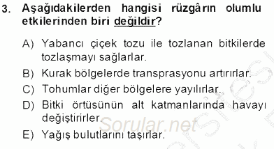 Ekoloji ve Çevre Bilgisi 2013 - 2014 Tek Ders Sınavı 3.Soru