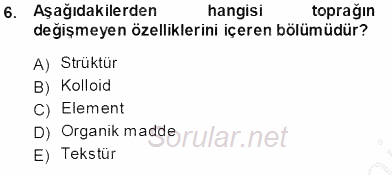 Ekoloji ve Çevre Bilgisi 2013 - 2014 Tek Ders Sınavı 6.Soru