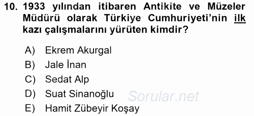 Arkeolojik Alan Yönetimi 2015 - 2016 Ara Sınavı 10.Soru