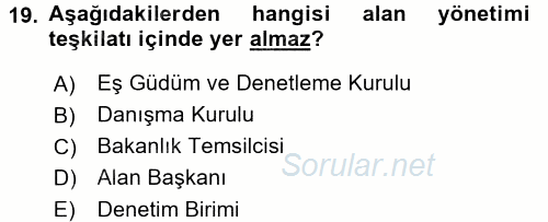 Arkeolojik Alan Yönetimi 2015 - 2016 Ara Sınavı 19.Soru
